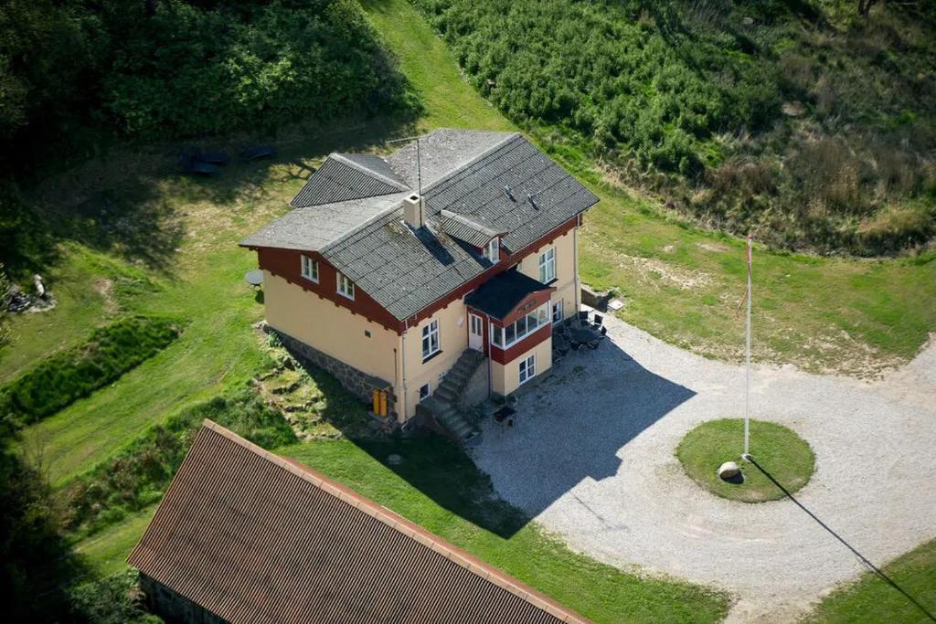 an aerial view of a house with a roof at The Lodge in Borre