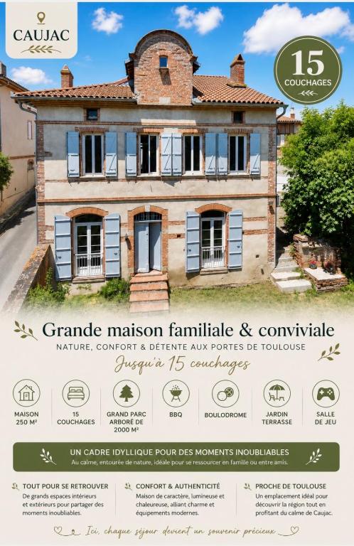 a poster for a house in a village at Authentic Residence from 1792 - Caujac in Caujac