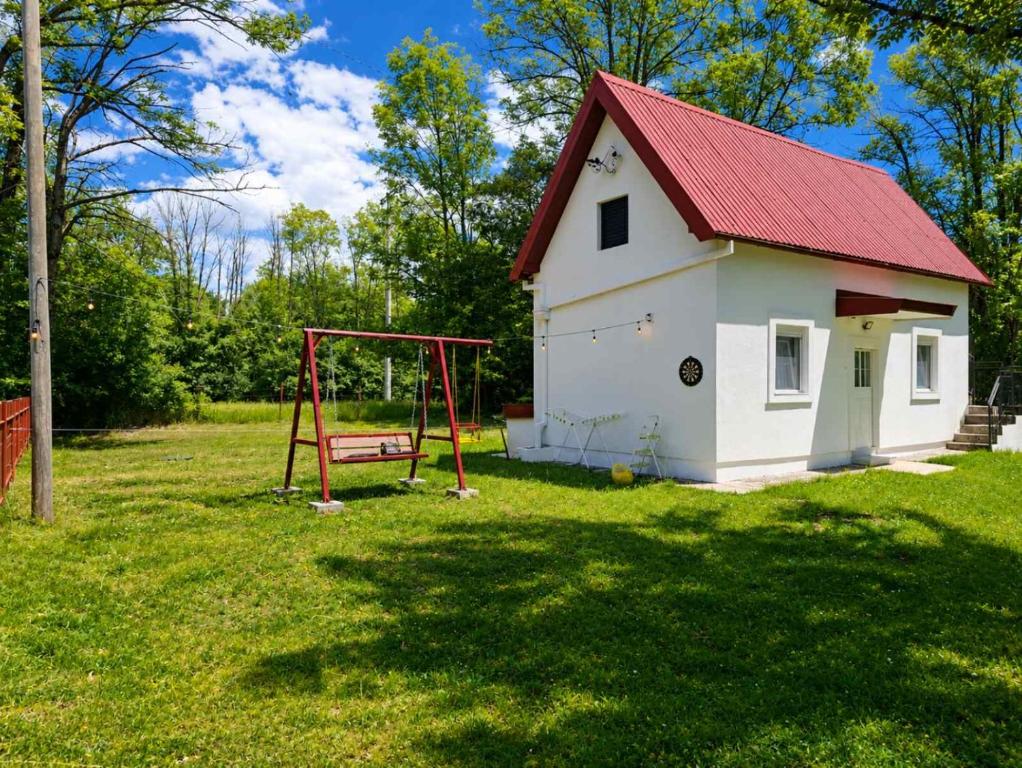 a house with a playground with a swing at Eco House Nevidio in Šavnik