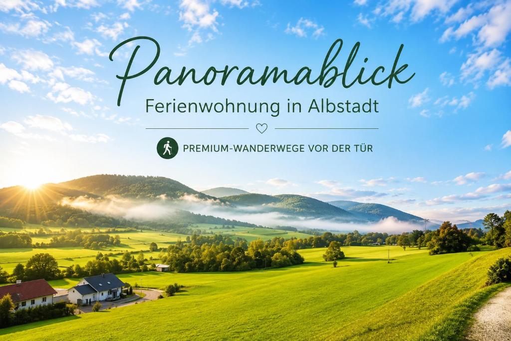 a picture of a green field with the words panamidated fertilizergiving in al at Panoramablick mit Premium-Wanderwegen vor der Haustür in Albstadt