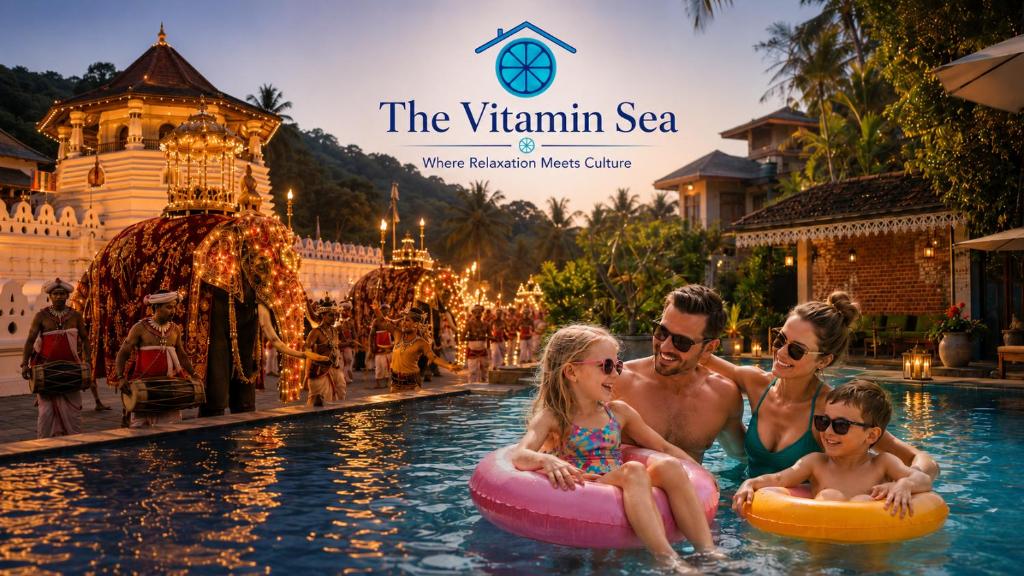 a group of people in a swimming pool at a resort at The Vitamin Sea in Ambalangoda
