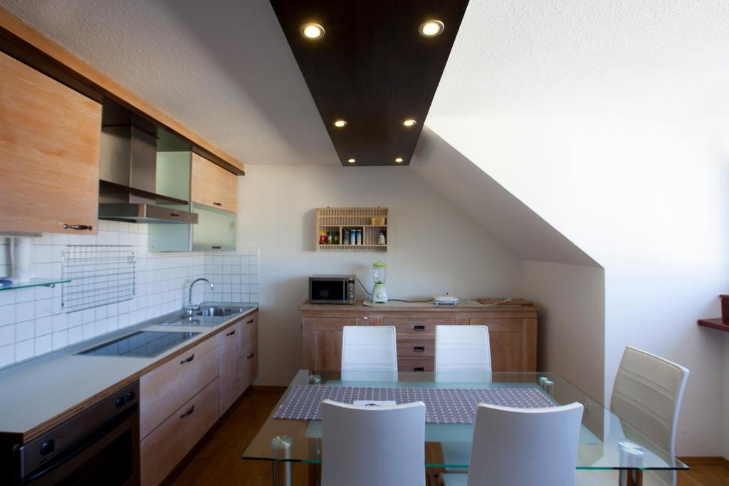 Kuchyň nebo kuchyňský kout v ubytování Apartment Center