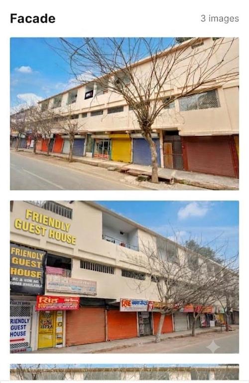 two pictures of a building and a street at Friendly Guest House in Gorakhpur
