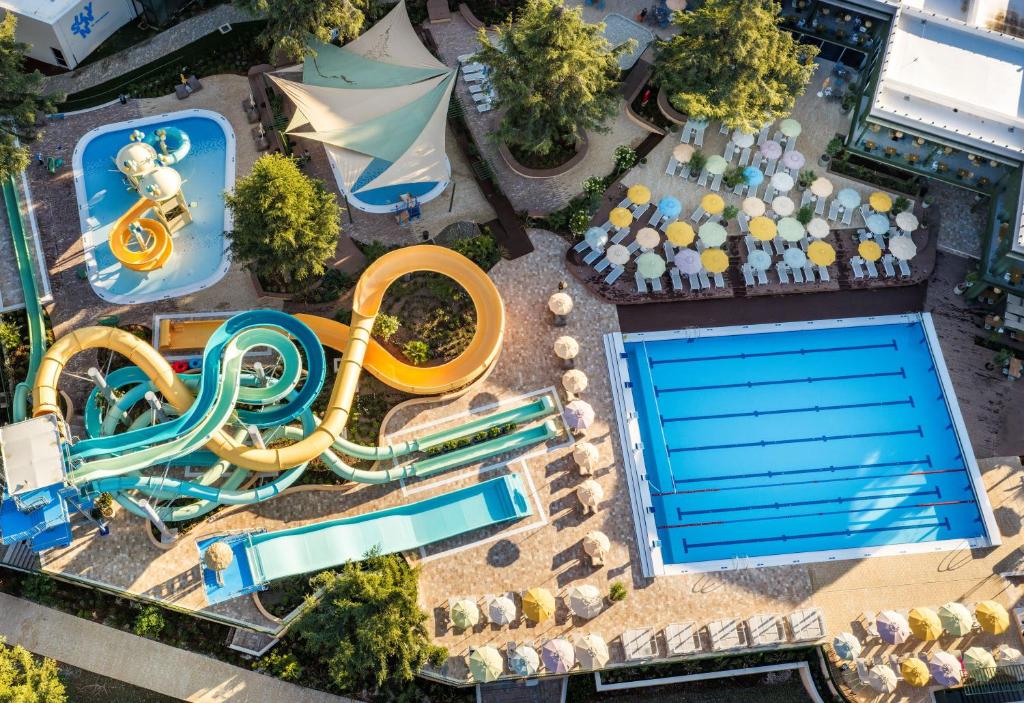 an overhead view of a water park at Valamar Diamant Hotel in Poreč