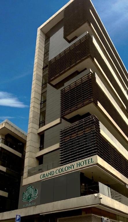 a building with the words grand colony hotel on it at Grand Colony Hotel in Bogotá