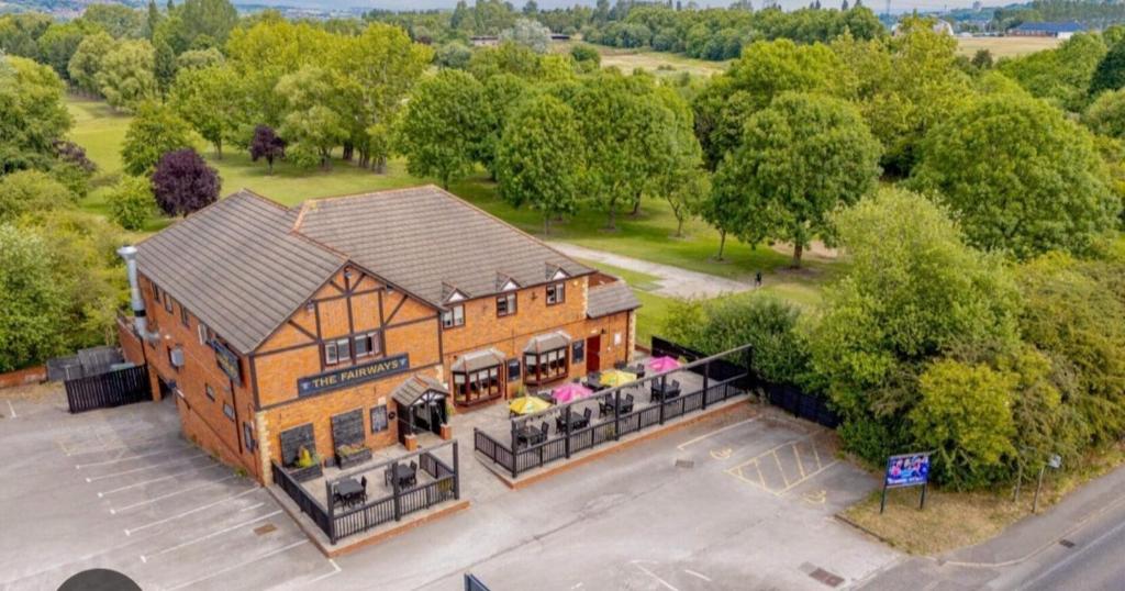 an overhead view of a house with a parking lot at The Fairways Pub in Templebrough