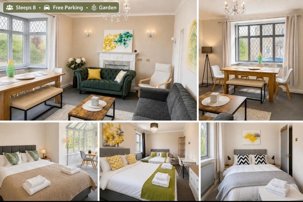 a collage of three pictures of a hotel room at Rose Cottage Edinburgh in Edinburgh