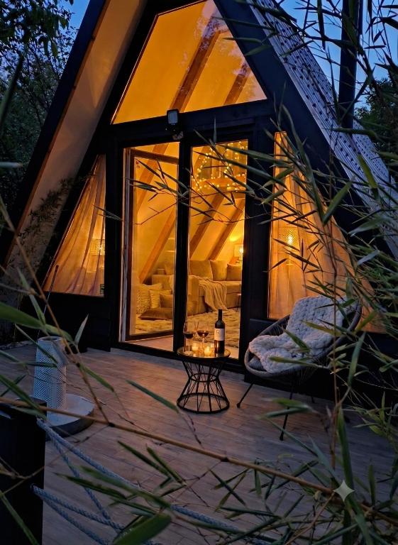 a room with a view of a tree house at A frame ti i ja in Smederevska Palanka