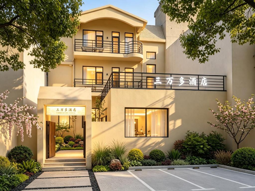 a rendering of a house with a balcony at Huashan Sanwanduo hotel 华山三万多酒店 in Huayin