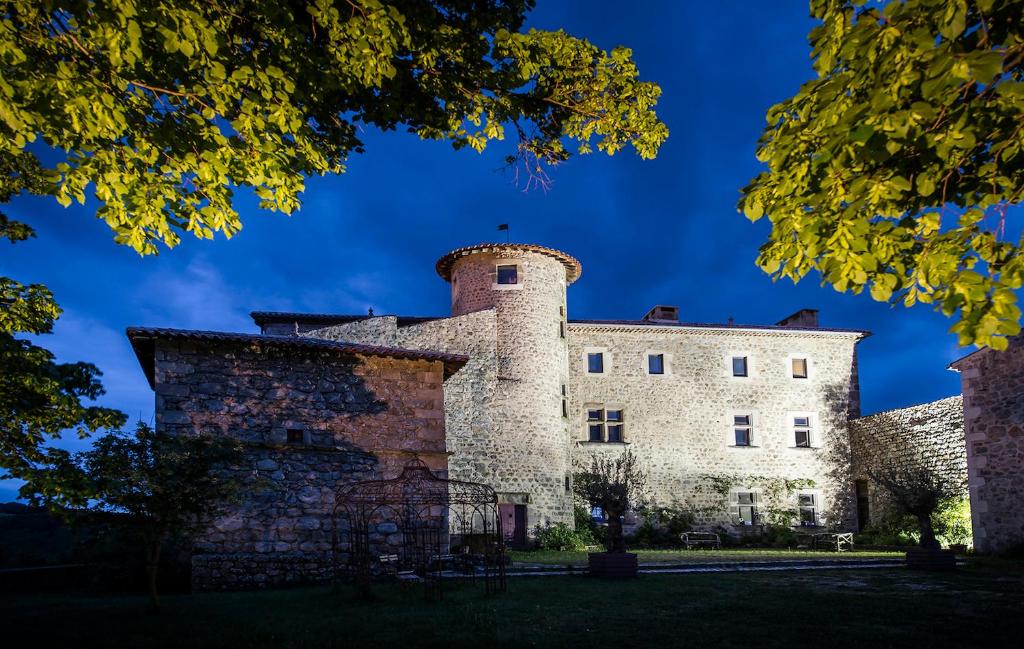 stary zamek z niebieskim niebem w tle w obiekcie Chateau du Besset w mieście Saint-Romain-de-Lerps