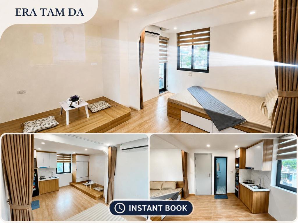 a living room and an instant book in an apartment at Era Apartment Tam Da in Hanoi