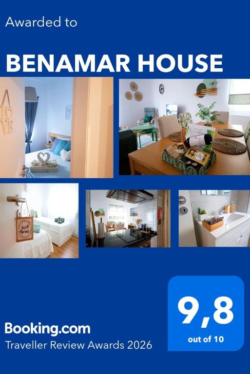 a collage of pictures of a bedroom and a room at BENAMAR HOUSE in Quarteira