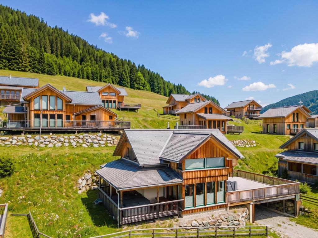 an aerial view of a home in a mountain at Tauern Lodge in Hohentauern