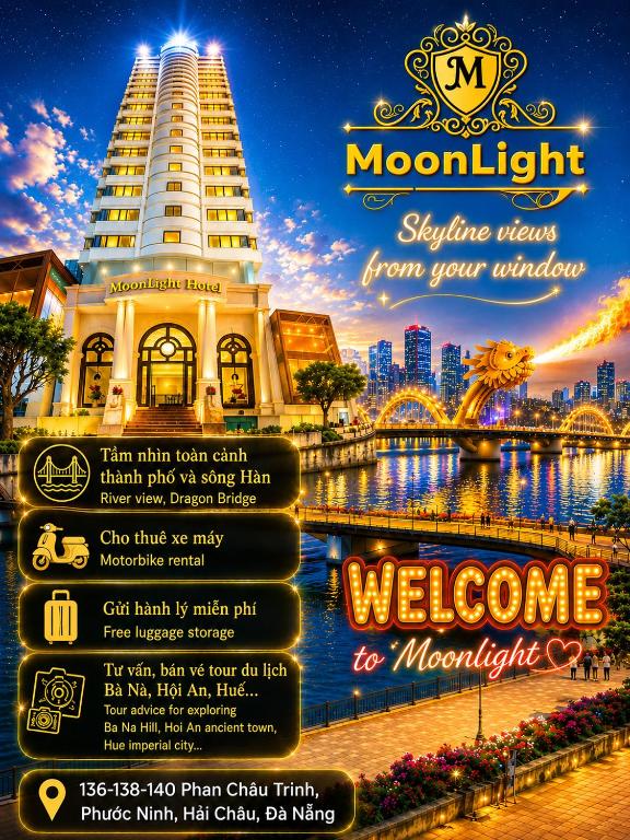a flyer for a welcome to mongkok hotel at Moonlight Hotel & Suites - Highfloor view of the city center and Dragon Bridge in Danang