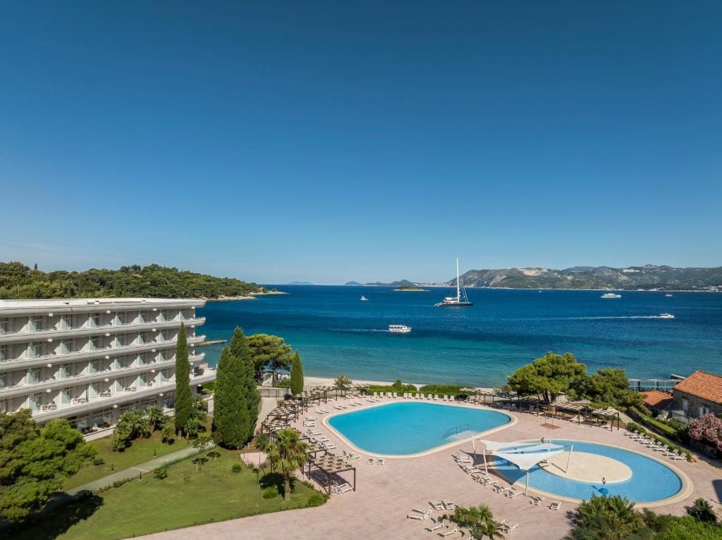 an aerial view of the hotel and the ocean at Remisens Hotel Albatros-All inclusive in Cavtat