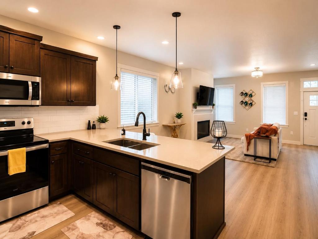 a kitchen with a sink and a stove at Kwem Homes in Salem