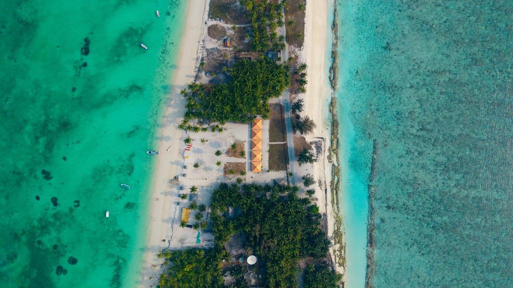 an aerial view of an island in the ocean at Sea Shells Beach Resort Agatti in Agatti