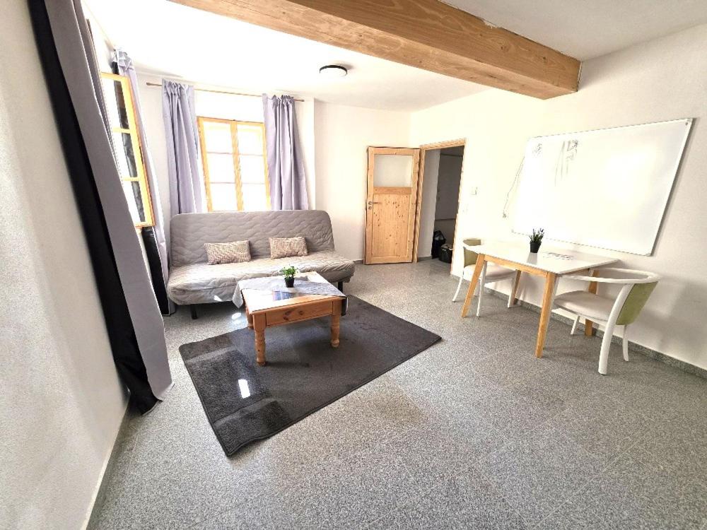 a living room with a couch and a table at ALTSTADT-Apartmenthaus BOGENSPERGER in Braunau am Inn