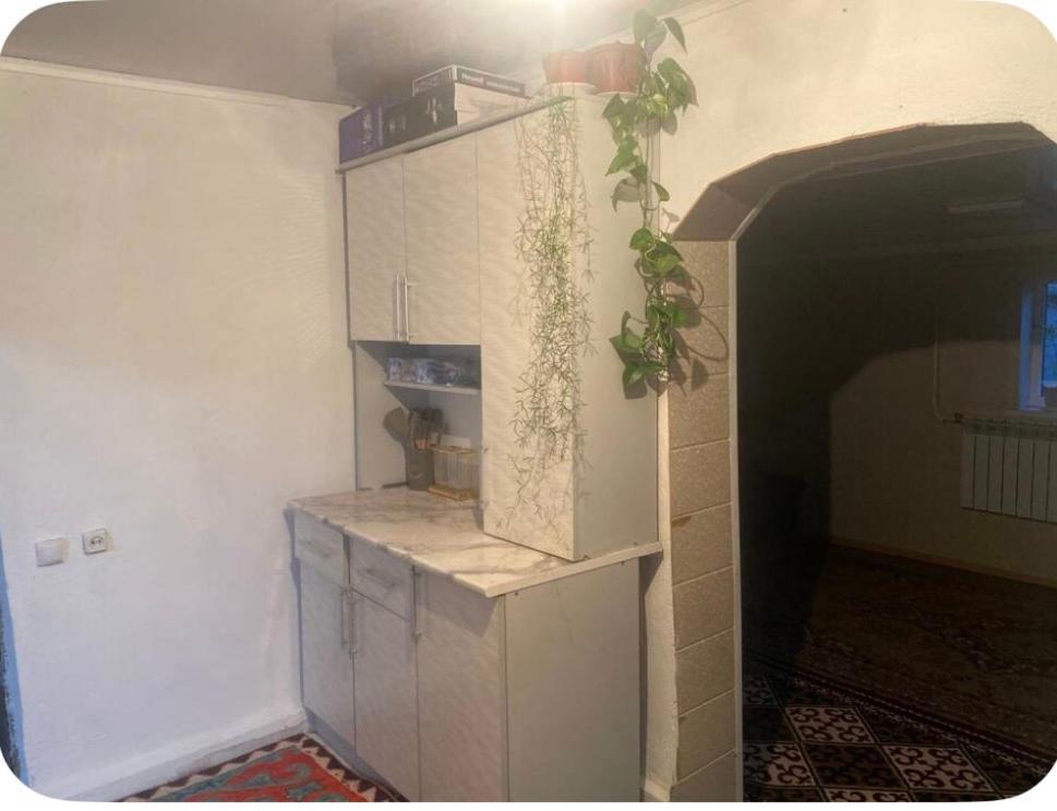 a room with a counter with plants on the wall at Nurs Home in Dzhenish