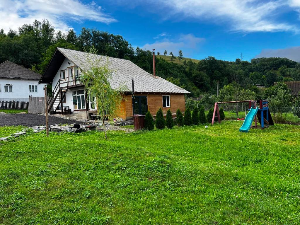 a house with a yard with a playground at Casa Adela LaculRosu Bicaz in Neagra