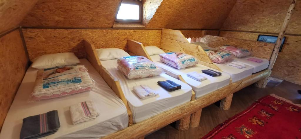 a room with two twin beds in a house at Pinetrees Lodge Hostel in Nadgrad