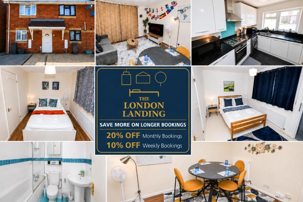 a collage of photos of a london living room at 2- Bed Contractor Home Near Heathrow in Feltham