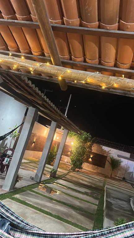 an overhead view of a patio at night at Recanto Esmeralda in Fortim