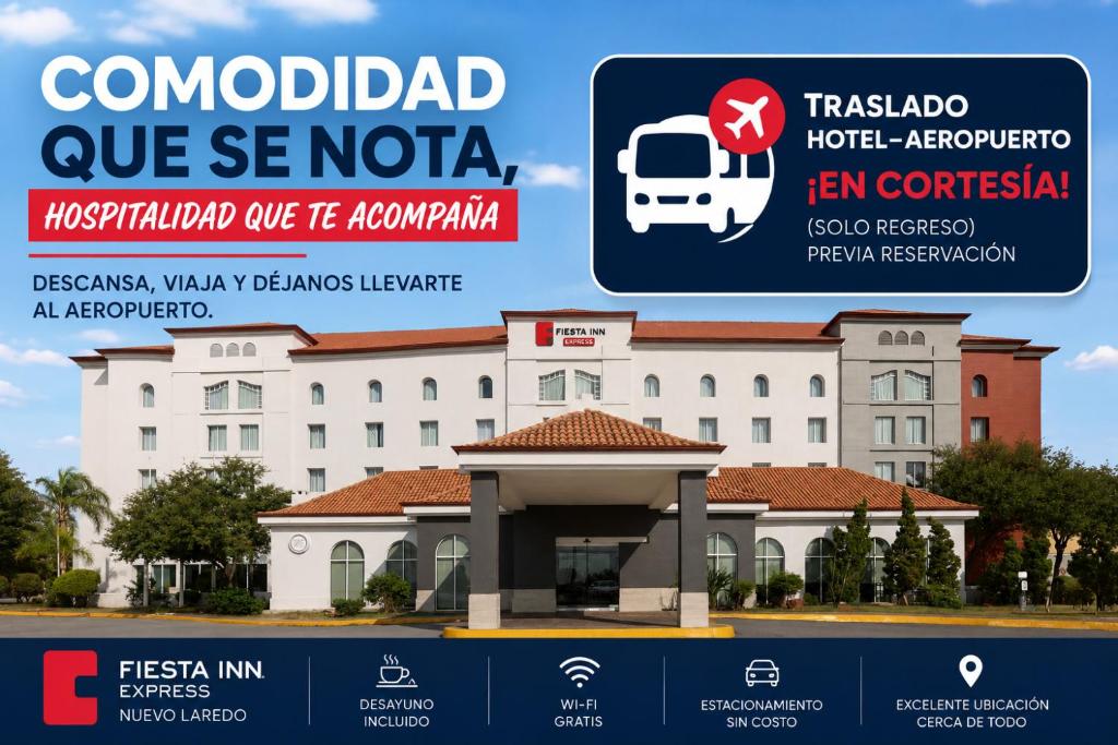 a sign for a hotel in front of a building at Fiesta Inn Express Nuevo Laredo in Nuevo Laredo