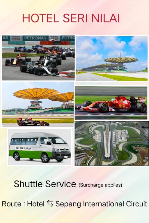 a collage of pictures of different cars and vehicles at Hotel Seri Nilai in Nilai