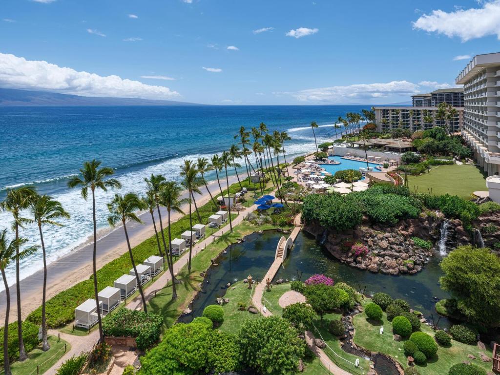 an aerial view of a resort and the ocean at Hyatt Regency Maui Resort & Spa in Lahaina