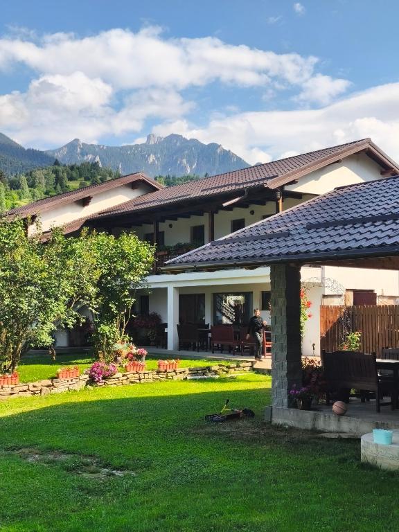 a house with a yard with chairs at Casa Luca in Ceahlău
