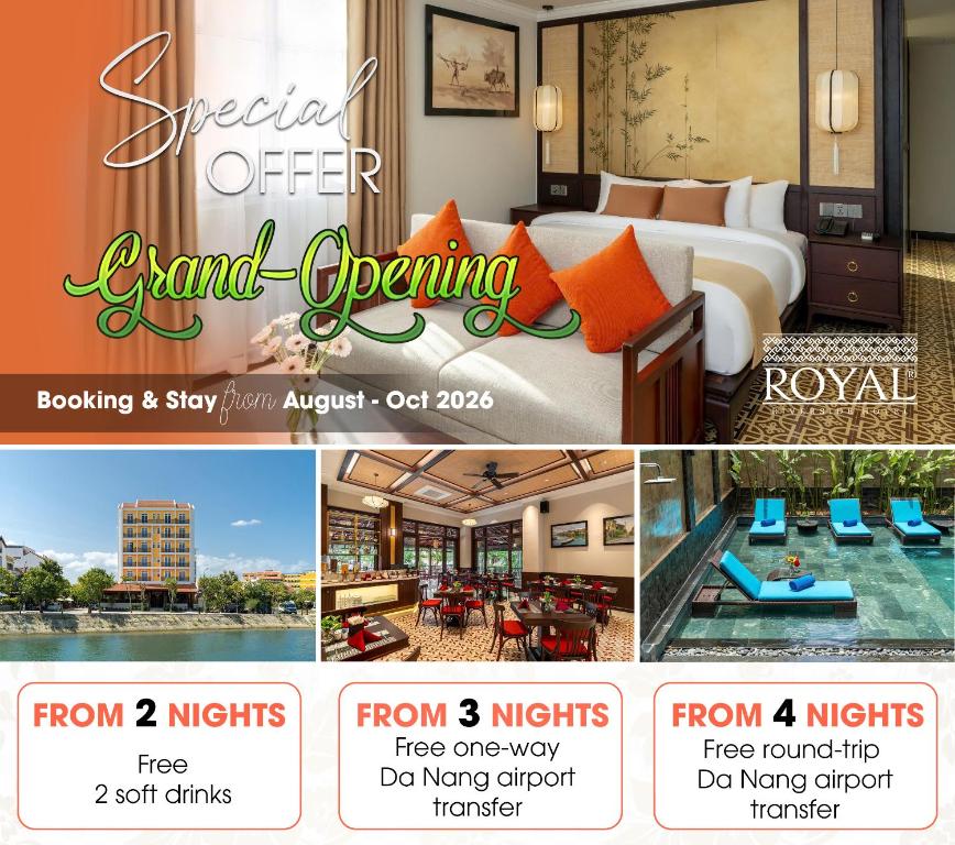 a flyer for a grand opening of a hotel at Royal Riverside Hoi An Hotel-Newly Renovated & Reopened in Hoi An