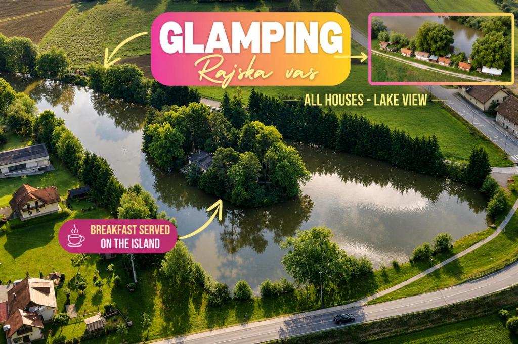 a model of a river with a house and a road at Glamping Rajska vas in Šentjur