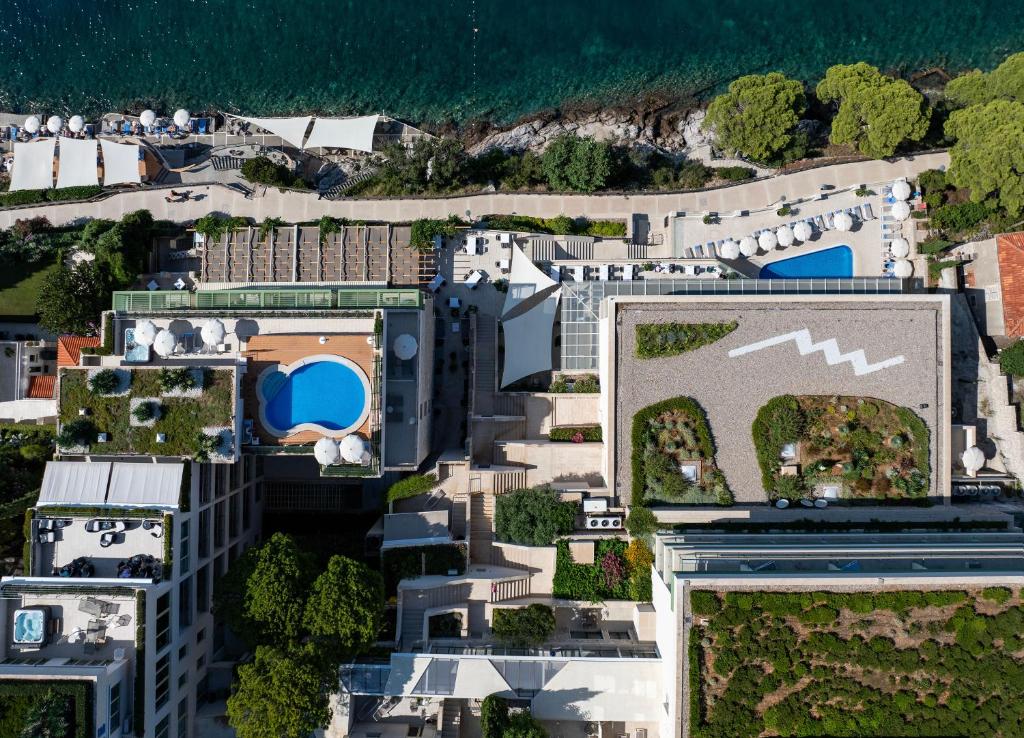 an overhead view of a city with buildings at Hotel More in Dubrovnik