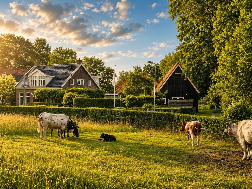 a group of cows grazing in a field at B&B Woudzicht in Oudeschoot