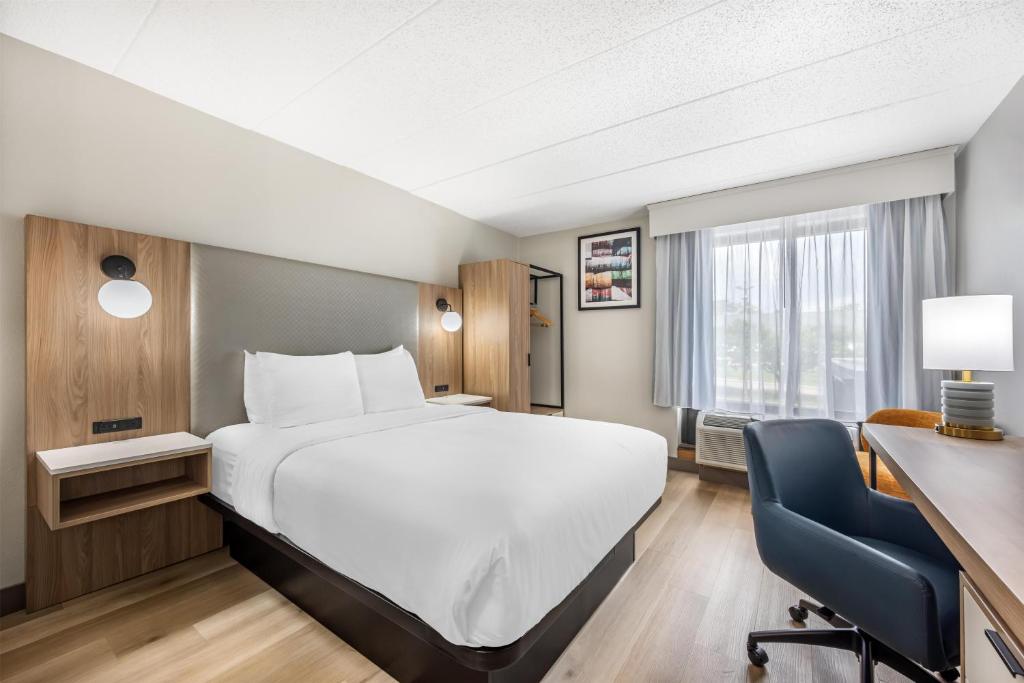 a hotel room with a bed and a desk and a chair at Best Western Inn Florence in Florence