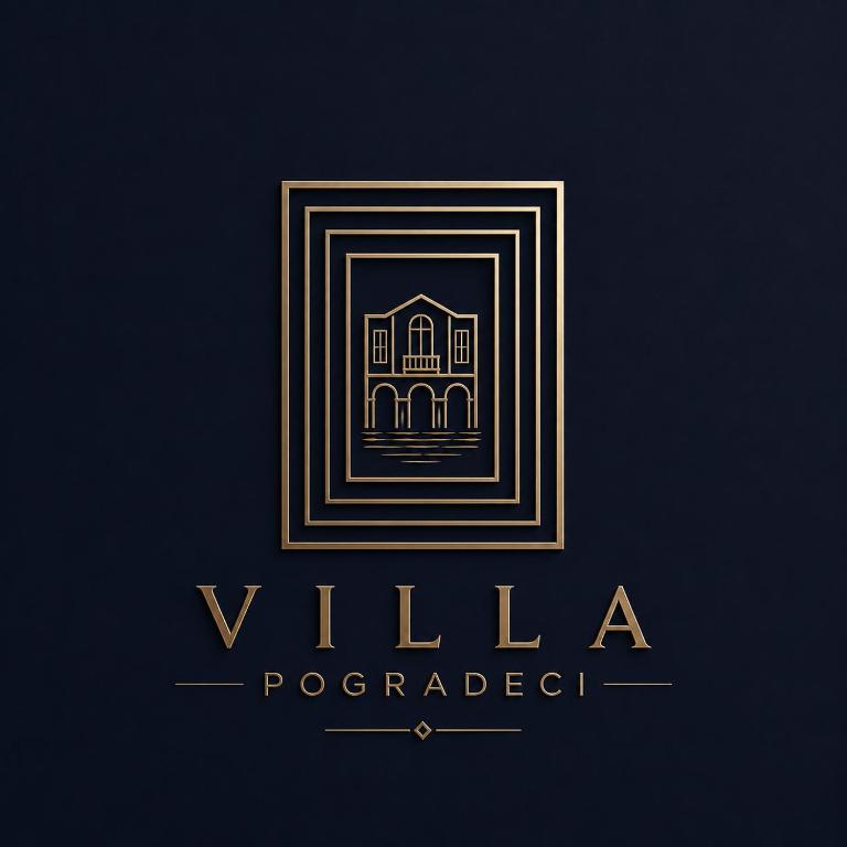 a luxury logo with a building in a frame at Villa Pogradeci in Pogradec