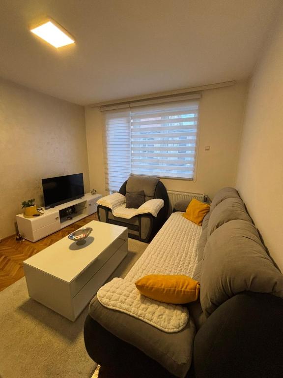 ein Wohnzimmer mit Sofa und Tisch in der Unterkunft Stan Stefi in Pljevlja