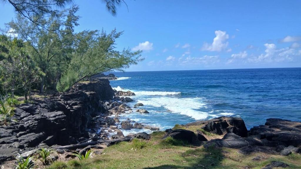 a view of the ocean from a rocky beach at Le chant des vagues in Saint-Philippe