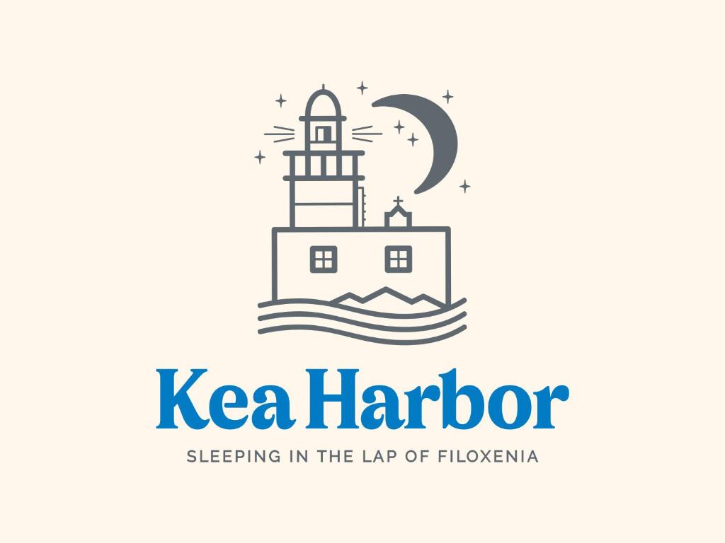 a lighthouse in the harbor logo at Kea Harbor 2 in Korissia