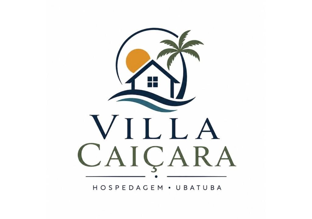 a logo for a villa caciapa with a house and palm tree at Villa Caiçara in Ubatuba