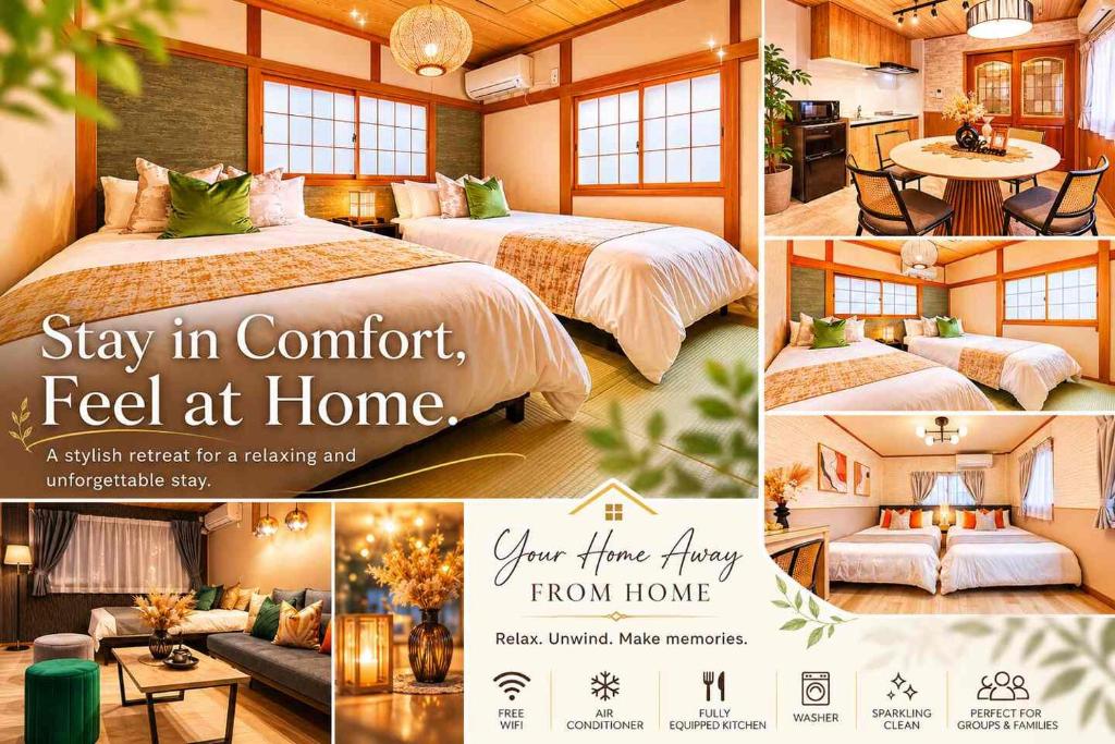 Spacious Entire Home for Groups, 16 Guests, 4 Bedrooms, Osaka Shinsekai Area