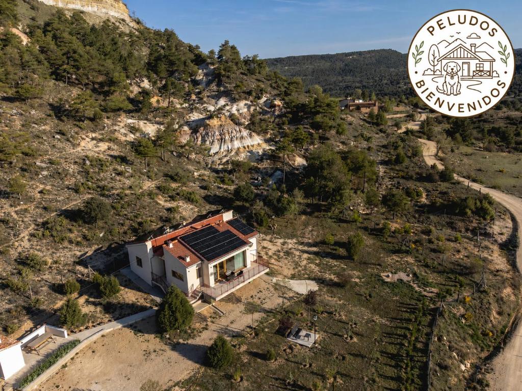 an aerial view of a house on a mountain at Casa Rural Terranova Luxe in Buenache de la Sierra