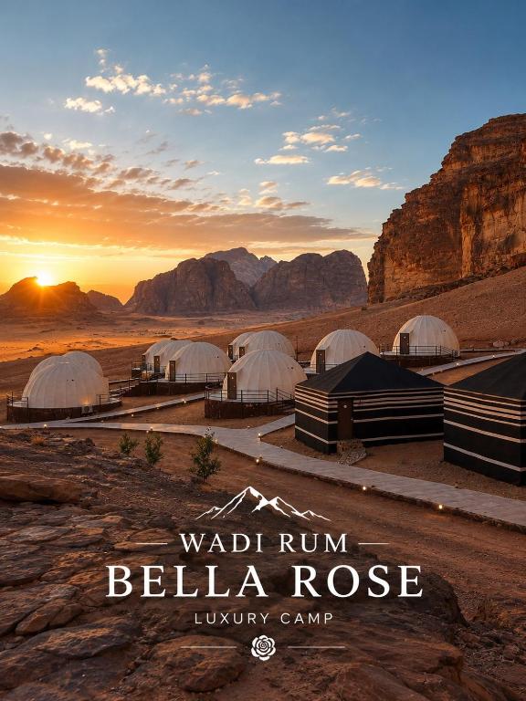 a poster for a wadi rum melzarosis luxury camp at Wadi Rum Bella Rose Luxury Camp in Disah