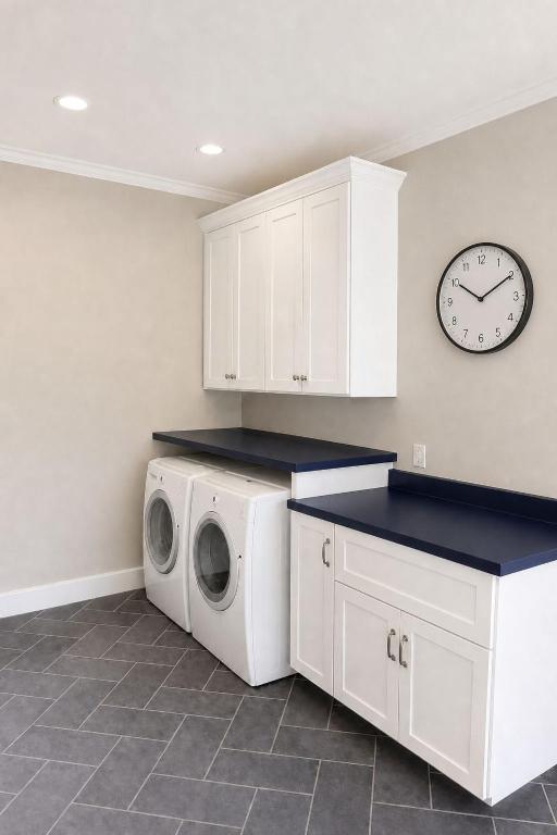 a kitchen with a washing machine and a clock at Snow Drift Cabin in Breckenridge