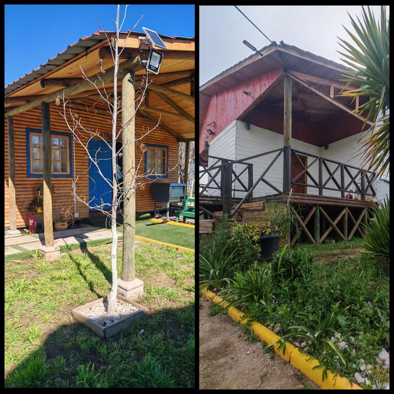 two pictures of a house with a tree in the yard at Alojamiento Casa Guadalupe in San Felipe