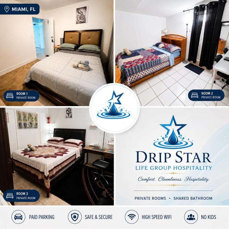 a flyer for a hotel room with two beds at Miami Drip Star Life Resort in Parkway Regional Medical Center Heliport