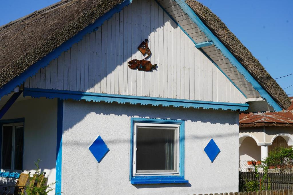 a house with a cat on the side of it at Casa 9 in Sfântu Gheorghe