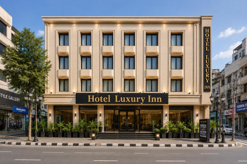 a hotel luxury inn on a city street at Hotel Luxury Inn Delhi Airport in New Delhi