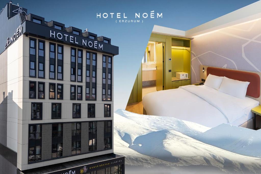 a hotel room with a bed and a hotel now at Noém Hotel in Erzurum